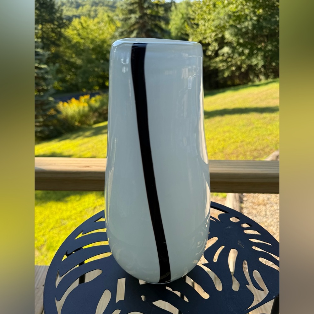 MCM TALL BLACK AND WHITE VASE